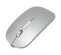 HEEPDD Ratón, silencioso agarre cómodo modo dual 2.4G recargable mouse inalámbrico con luz colorida para PC para OS X (gris plateado)