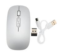HEEPDD Ratón, Silencioso, CóModo Agarre, Modo Dual, 2,4 G, Ratón Inalámbrico Recargable con Luz Colorida para PC para OS X (Gris-Plata)