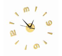 HEEPDD Reloj Adhesivo de Reloj de Pared, Espejo Acrílico de 1 Mm, Decoración de Bricolaje para Sala de Oficina en Casa, 60x60 Cm, Autoadhesivo, Decoración Diaria Negra, Roja, Plateada y Dorada (Gold)