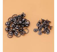 HEEPDD Remaches de Cabeza Redonda, Material de Latón, 20 Piezas, Remaches Dobles de 8 Mm para Bolsos y Cinturones, Fundas para Teléfonos Móviles, Manualidades (Plata Negro)