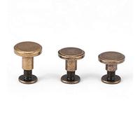 HEEPDD Remaches para Cuero, 20 Piezas de latón Remaches de Cabeza Plana Tornillos roscados reparación de Cuero artesanía DIY Accesorios para cinturón Correa Bolso DIY marroquinería