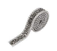 HEEPDD Rhinestone Ribbon Sparkle Crystal Diamond Wrap Roll Cosido o corrección para Vestidos de Baile Cinturón Apliques Pinza de Pelo Collar Decoración 1 Yarda (Gris)