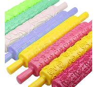 HEEPDD Rodillos con Relieve para Fondant, Material Plástico, 12 Patrones para Hornear Galletas y Pasteles de Fondant, Ideales para Panaderos Caseros (Color surtido7)
