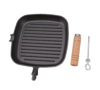HEEPDD Sartén de Hierro Fundido sin Estribo en Sartén con de Madera para Cocción y Desayuno Saludables, de 8.2 Pulgadas para Pescado de Carne de Carnes, Set de 1 por Ciento