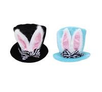 HEEPDD Sombrero de Copa con Orejas de Conejo, Disfraz de Gorro Alto de Conejito Festivo con Detalle de Lazo, Tela Transpirable para Utilería para Fotografía de Fiesta de té de Pascua (BLACK)