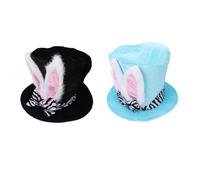 HEEPDD Sombrero de Copa con Orejas de Conejo, Disfraz de Gorro Alto de Conejito Festivo con Detalle de Lazo, Tela Transpirable para Utilería para Fotografía de Fiesta de té de Pascua (BLUE)