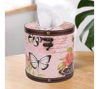 HEEPDD Soporte de Almacenamiento de Cajas de Tejido de Madera Vintage Retro, Adición Perfecta Al Hogar y la Oficina, Mariposa, 1 Paquete (Mariposas y rosas)