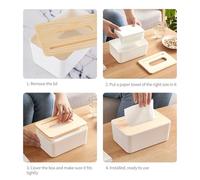 HEEPDD Soporte de Toalla de Papel Caja de Pañuelo de Madera Cubierta de Baño Extraíble Dispensador de Extracción de Papel Higiénico Rectángulo Moderno para la Decoración del Lugar para Automóviles