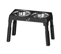 HEEPDD Soporte Elevado para Cuencos para Perros, Ajustable, Plegable, Soporte para Alimentación de Agua para Mascotas con 2 Cuencos de Acero Inoxidable y Almohadillas Antideslizantes, (Black)