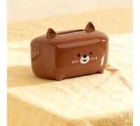 HEEPDD Soporte para Caja de Pañuelos, Diseño de Oso de Dibujos Animados, Material PS, Amplia Apertura para Fácil Acceso, Ideal para Sala de Estar, Oficina, Baño (Brown)