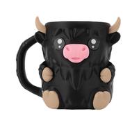 HEEPDD Soporte para Pinta de Helado, Recipiente Reutilizable con Funda para Helado de Vaca de Dibujos Animados con Base Antideslizante, Ranura para Cuchara, Tapa Segura para Latas de (BLACK)