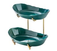 HEEPDD Soporte para Servir en Niveles, Bandeja de Varios Niveles de Acrílico y Hierro con Marco Dorado para Exhibición de Frutas y té de la Tarde (2)