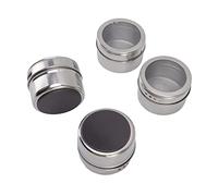 HEEPDD Tarros Magnéticos para Especias, Acero Inoxidable, Juego de 4 Piezas con Tapas Transparentes para Tamizar y Verter para Organización de la Cocina, Ideal para Hierbas y Especias