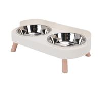 HEEPDD Tazón de Alimentación de Acero Inoxidable para Mascotas, Tazones y Platos Tazón de Comida para Gatos Tazones Dobles Integrados para Mascotas con Base Antideslizante para Gatos y Perros (White)