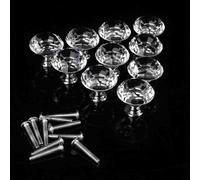 HEEPDD Tirador de Puerta de Cristal, Pomos de Puerta de Cristal de 20 Piezas, Manijas Elegantes de Aleación de Zinc de 30mm para Uso en Baño y Dormitorio Nan