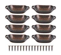 HEEPDD Tiradores de Cajón Vintage, 8 Piezas, Diseño Concha, Metal Bronce Rojo, con 16 Tornillos, para Armario y Puerta