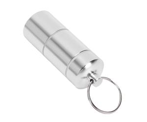 HEEPDD Tubo de Almacenamiento a Prueba de Agua Aleación de Aluminio Contenedor Hermético de 2 Compartimentos con Cordón de Silbato para Llavero de Supervivencia Al Aire Libre EDC Plata