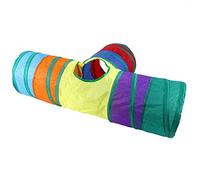 HEEPDD Tubo de Iris Interactivo de Túnel Gato con Bola de Juego, Diseño Plegable para un Fácil Almacenamiento, Ideal para Gatitos y Otras Mascotas Pequeñas, Colorido 31.5x9.8x11.8in