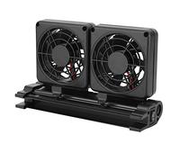 HEEPDD Ventilador de Enfriamiento de Tanque de Peces Ajustable de Doble Cabezal 100 Giratorio con Control de 2 Velocidades para Reducción de Temperatura del Agua de Acuario (Enchufe de la UE)