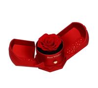 HEEPDD Vitrina de Joyería Preservada con Cajón Oculto, Caja Romántica para Novia, Esposa, Propuesta de Madre, Cumpleaños, Aniversario, Caja de Anillo, de Anillo para Propuesta (rojo)