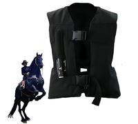 Heerben Chaleco De Airbag para Montar A Caballo para Niños, Jinete Ecuestre Ajustable Entrenamiento De Equitación En Motocicleta Chaleco Protector Botella De Compresión No Incluida,Negro,L