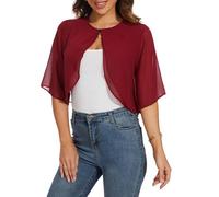 Heersan Bolero Mujer de Gasa Chaqueta Verano Toreras de Media Manga con Volantes Chiffon Cardigan Corto Ligero para Fiesta Vestidos