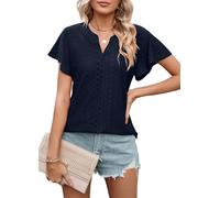 Heersan Camisetas Manga Corta Mujer Verano Blusas Cuello V Top Elegante Basicas T-Shirt Casual Toppar