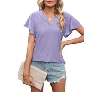 Heersan Camisetas Manga Corta Mujer Verano Blusas Cuello V Top Elegante Basicas T-Shirt Casual Toppar