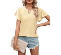 Heersan Camisetas Manga Corta Mujer Verano Blusas Cuello V Top Elegante Basicas T-Shirt Casual Toppar