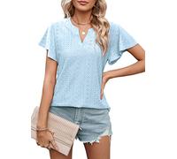 Heersan Camisetas Manga Corta Mujer Verano Blusas Cuello V Top Elegante Basicas T-Shirt Casual Toppar