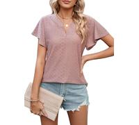 Heersan Camisetas Manga Corta Mujer Verano Blusas Cuello V Top Elegante Basicas T-Shirt Casual Toppar