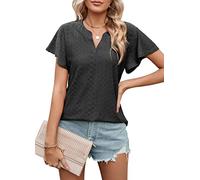 Heersan Camisetas Manga Corta Mujer Verano Blusas Cuello V Top Elegante Basicas T-Shirt Casual Toppar