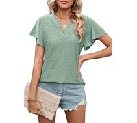 Heersan Camisetas Manga Corta Mujer Verano Blusas Cuello V Top Elegante Basicas T-Shirt Casual Toppar