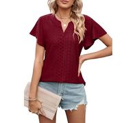 Heersan Camisetas Manga Corta Mujer Verano Blusas Cuello V Top Elegante Basicas T-Shirt Casual Toppar