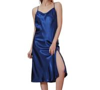 Heersan Camisón Sexy Satén para Mujer Verano Vestidos Tirantes Camisón con Correas Ajustables Modelo Mediano y Largo Camisones de Mujer Ligero y Suave