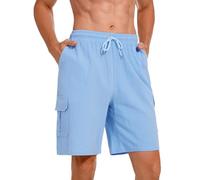 Heersan Pantalones Cortos Hombre Verano Pantalones Cortos Casuales Transpirable y Cómodo Hombre Lino de Algodón Puro Viento de Playa con Bolsillos