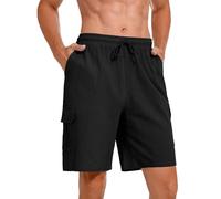 Heersan Pantalones Cortos Hombre Verano Pantalones Cortos Casuales Transpirable y Cómodo Hombre Lino de Algodón Puro Viento de Playa con Bolsillos