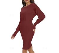 Heersan Vestidos Invierno Mujer Vestido de Cuello Redondo de Manga Larga Elegantes Cómodo Y Delgado Vestid Navidad Nochevieja Vestidos para Coctel Noche(5 Size)
