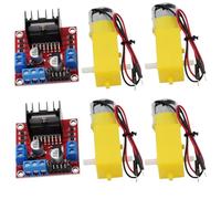 Heevhas 2 x L298N accionamiento del motor placa controladora motor paso a paso módulo doble puente H + 4 x TT kit motor Motorreductor DC soldado doble eje DC3-6V relación 1:48 200 rpm