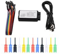Heevhas Dispositivo analizador lógico USB 24MHz 8CH 8 canales UART IIC SPI Depurar con cable Mini USB + cable hembra + 12PCS juegos de clips de prueba coloridos