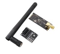 Heevhas Inalámbrico Transceptor Recipiente NRF24L01+PA+LNA Módulo transceptor de RF inalámbrico con antena SMA 2,4 GHz 1100 m + Placa adaptadora de ruptura de placa de pruebas