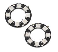 Heevhas WS2812 5050 5V Anillo LED RGB 8 LED A todo color Accesorios para módulos de luz RGB Placa de lámpara de anillo LED para decoración (2 piezas)