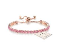 HEEYA Pulseras para mujer, chapadas en plata de ley, pulseras de tenis con cristales deslizantes, pulsera de diamante y circonita, regalo de cumpleaños para mamá, hermanas con tarjetas, plata/oro rosa