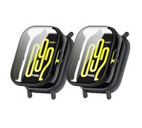 HeeYeal 2 Pack Funda para Xiaomi Redmi Watch 5 Active, con Cristal Templado Protector de Pantalla, [Dureza 9H, Anti-rasguños] PC Carcasa Protectora para Xiaomi Redmi Watch 5 Active - Negro+Negro