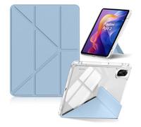 HeeYeal Funda para Xiaomi Redmi Pad 2 11 Pulgadas 2025, Tapa Trasera PC Translúcida + PU Cuero, Antichoque con Portalápiz Encendido/Apagado Automático Multi-ángulo Cubierta - Azul