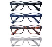 HEEYYOK 4 Pares de Gafas de Lectura Hombres Mujer,Gafas de Lectura Cuadradas Grandes con Bisagra de Resorte Vienen con Bolsa