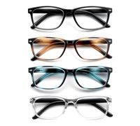 HEEYYOK 4 Pares de Gafas de Lectura Hombres Mujer Rectangulares de Moda Gafas Comodas y Livianas Tirachinas con Bolsa