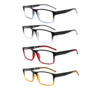 HEEYYOK 4Pack Gafas de Lectura Hombres Lectores Luz Azul Bloqueo para Mujeres y Hombres,Anti Glare/Eye Strain Filtro UV,Marco Rectangular Cómodo Primavera Bisagra Gafas 0.75