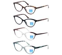 HEEYYOK 4Pack Gafas de Lectura Para Las Mujeres de Luz Azul de Bloqueo de Ojo de Gato de Las Señoras de Los Lectores de La Bisagra Flexible de Primavera