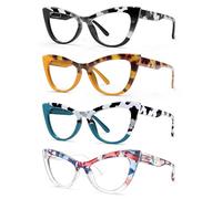 HEEYYOK Gafas de Lectura para Mujer 3.00 con Protección contra la Luz Azul y Filtro UV Estilo Ojo de Gato Ligeras Paquete de 4